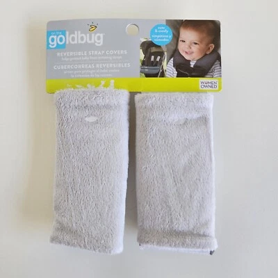 New On The Gold Bug Reversible Strap Covers Gray Baby Seat Padded Washable Solid - Image 1 of 4