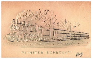 Cartolina Treno Ferroviario Aerografato Limited Express Vintage - Foto 1 di 2