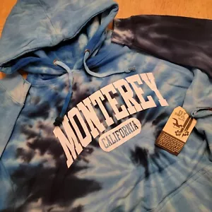 ESY Surf Co Tie Dye Hoodie Mens Large Monterey California Ocean Blue NEW - Picture 1 of 22
