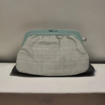 Cartera sin asas vintage Avantique italiana de tweed salvia con cierre de baquelita usada en excelente estado Foto 1 de 4