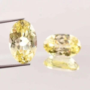 1 Pair 10x16 MM Natural Yellow Ceylon Sapphire Oval Cut Loose Gemstone Certified - Picture 1 of 6