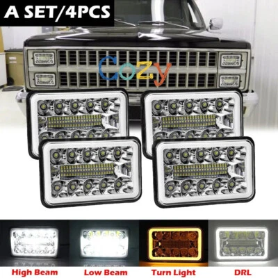 4pcs 4x6 inch LED Headlights HI-LO Combo Beam Lamp For Chevy C10 K10 Blazer Ford Foto 1 de 4