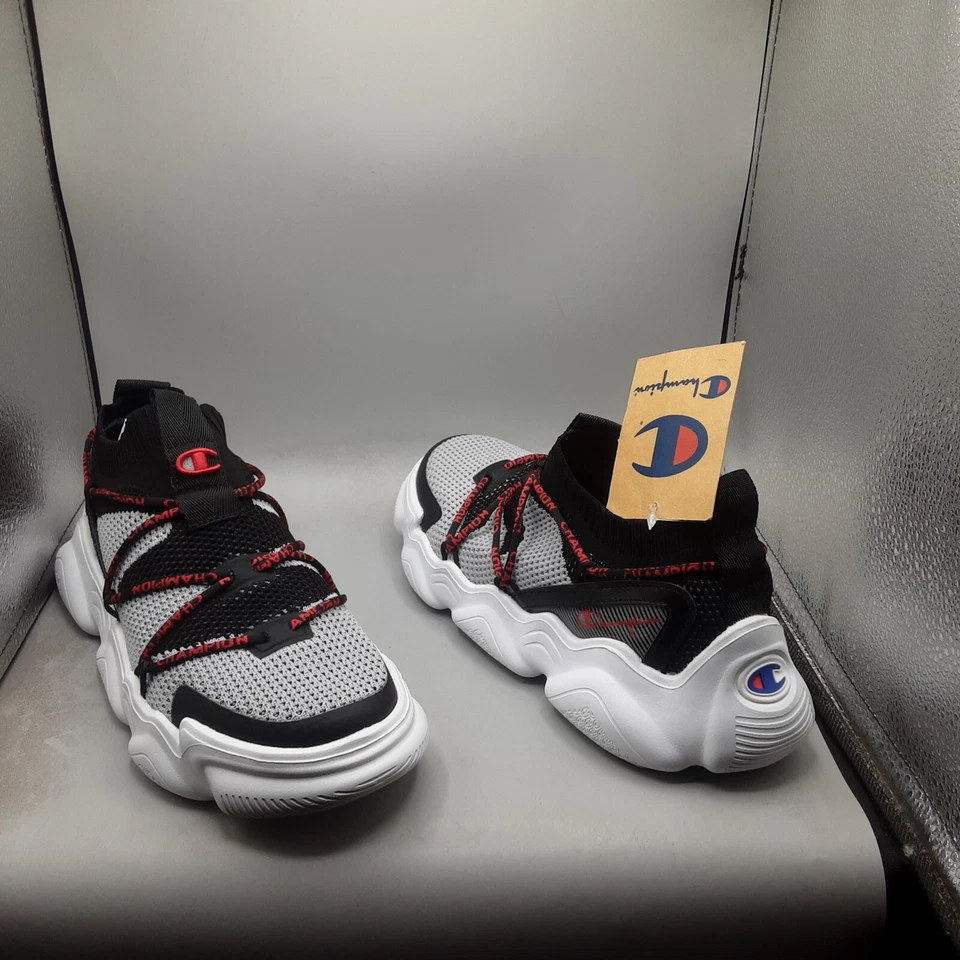 Zapatillas Champion Meloso Flux para niños 6,5 jóvenes grandes negras concreto rojo. A244 Foto 1 de 4