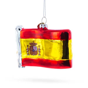 Wehende Flagge Spaniens mundgeblasenes Glas Weihnachtsschmuck - Bild 1 von 4
