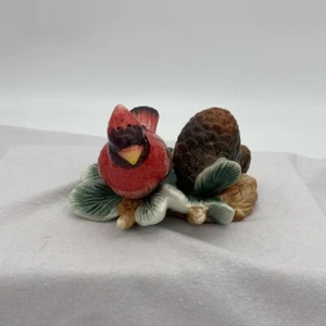 CR Cardinal Pinecone Porcelain Salt & Pepper Shaker Matching Tree Branch Holder - Picture 1 of 10
