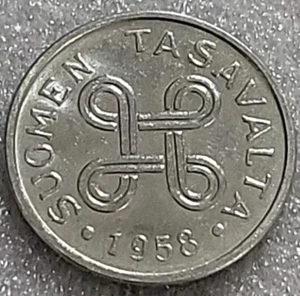 1958 Finland 1 One Markka Coin KM 36a (B316) - Picture 1 of 3