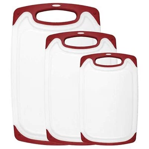 HOMWE Cutting Board Set, White/Red, Multiple Sizes, Non-Slip & Dishwasher Safe - Picture 1 of 8
