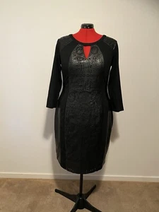 NEW City Chic Plus dress Women’s Size Small 16 Black And Faux Leather Free Post - Picture 1 of 10