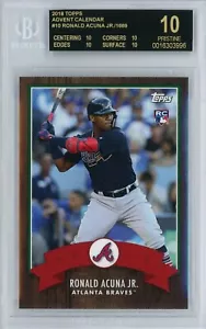 2018 TOPPS NOW ADVENT CALENDAR #10 RONALD ACUNA JR. BGS BLACK LABEL QUAD 10 - Picture 1 of 2