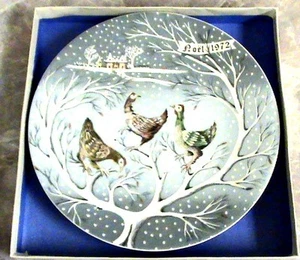 VINTAGE 1972 Haviland Limoges Three French Hens Christmas Collector Plate FRANCE - Bild 1 von 1