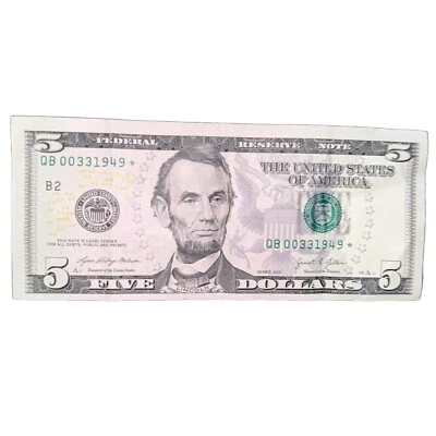 5 dollar bill star note 2021 QB00331949* March 31, 1949 Birthday - Image 1 of 4