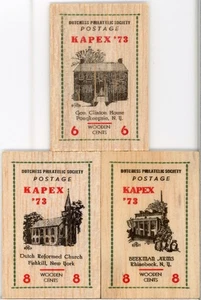Dutchess Philatelic Society KAPEX '73, Dutchess Cty, N.Y.,3 affrancatura in legno 32W - Foto 1 di 2