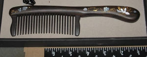 Chongqing Carpenter Tan Handicrafts EBONY WOOD COMB w/ Carrying Pouch, NIB - Picture 1 of 4