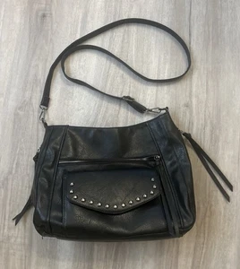 Black Concealed Carry Adjustable Crossbody Purse Bag Studs Zippers Pockets - Picture 1 of 18