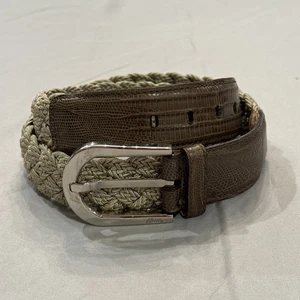 Cintura Brioni vera pelle Tejus grigia intrecciata elasticizzata 90/34 Made in Italy - Foto 1 di 18
