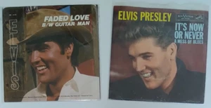 Two ELVIS PRESLEY 45's Guitar Man/Faded Love AND It's Now Or Never/Mess Of Blues - Picture 1 of 4