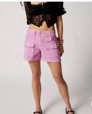 Urban Outfitters BDG Zoey Pana Mini Pantalones Cortos Bolsillo Frontal Talla 8 Bebé Rosa BDG Foto 1 de 4