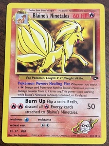 Pokemon TCG - Blaine's Ninetales 21/132 WOTC Gym Challenge Regular Rare - LP/MP - Picture 1 of 2