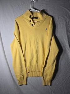 Polo Ralph Lauren Men's Yellow Sweater 3 Button Mock Neck Casual Size XL/XXL - Picture 1 of 6
