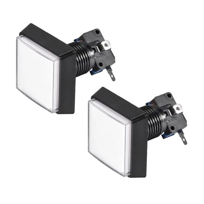 Game Push Button 50x50 Square 12V LED Illuminated Push Button White 2pcs - Image 1 of 3