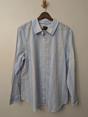 Camisa con botones TALBOTS para mujer XL azul a rayas costera algodón ligero $90 nueva con etiquetas Foto 1 de 4