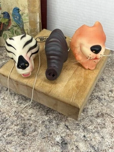 Vintage Nose Masks Rubber Set of 3 Halloween Costume Elephant Zebra Lion - Picture 1 of 2