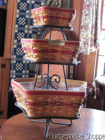 Longaberger Christmas Star Basket Set Trio,Liners, Protectors Wrought Iron Stand Cover