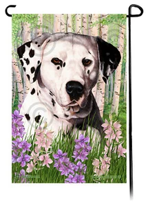 Spring Flowers Garden Flag - Black and White Dalmatian - Picture 1 of 1