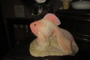 Goldfish sand art, heavy paperweight or accent piece, pinks, whites sparkles - Picture 1 of 3