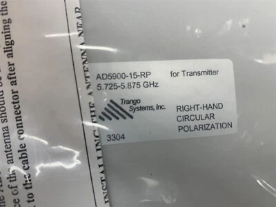 Trango Systems AD5900-15-RP 15 dBi Transmitter Antenna 5.8GHz Right Hand Circ - Image 1 of 3