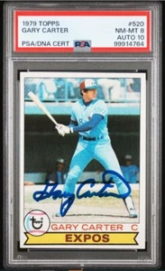 1979 Topps Gary Carter Signed Baseball Card #520 PSA 8 PSA/DNA 10 Certified HOF - Picture 1 of 4