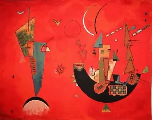 36 Zoll x 28 Zoll KANDINSKY VOLL GEFÜTTERTER BELGISCHER TANDTEPPICH WANDHÄNGEND MIT STABÄRMEL - Bild 1 von 4