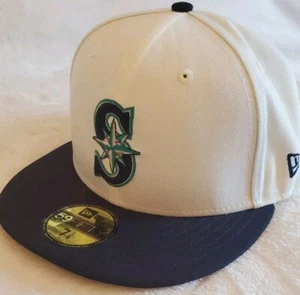 Seattle Mariners New Era 59Fifty Two Tone Ivory & Black Fitted 7 1/8 Hat Cap ๐ฑ - Picture 1 of 13