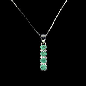 Natural Oval Emerald 4x3mm Gemstone 925 Sterling Silver Jewelry Necklace 18 Ins