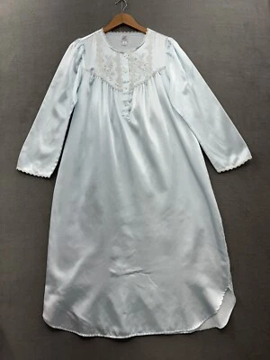 Camisola feminina vintage Miss Elaine média escovada costas cetim azul bordada - Imagem 1 de 4