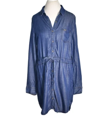 Tommy Hilfiger Dress Chambray Lyocell Women's 12 Roll Tab Sleeves Drawstring - Image 1 of 4