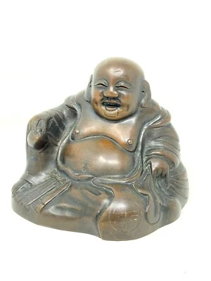Statuette de Poussah en Bronze & Ancienne & Bouddha & Divinité & Chine & Chinois - Photo 1/4