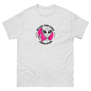 Unisex classic tee Peace and Love from Mars saying design - Picture 1 of 12