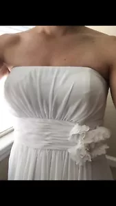 Davids Bridal Wedding Dress Size4 Destination Beach Empire Sheath Chiffon Ruched - Picture 1 of 8