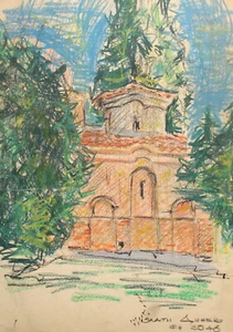 Vintage realist pastel painting landscape - Picture 1 of 12