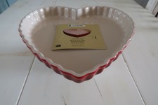 Le Creuset Fluted Heart Shaped Dish - Colour Cerise - Brand New