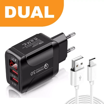 2-Port USB Schnellladegerät mit LED Display 3A Netzteil Adapter Mehrfachstecker - Bild 1 von 4