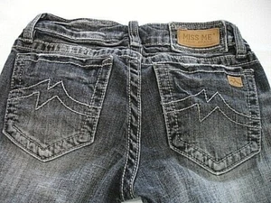 MISS ME Denim Women's Designer Embellished Low Rise Sunny Skinny Black Jeans 26 - Picture 1 of 9
