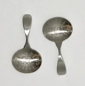 Norpro 18/10 Stainless Steel Tea Bag Resting Spoons Engraved Design Set/2 - Picture 1 of 5