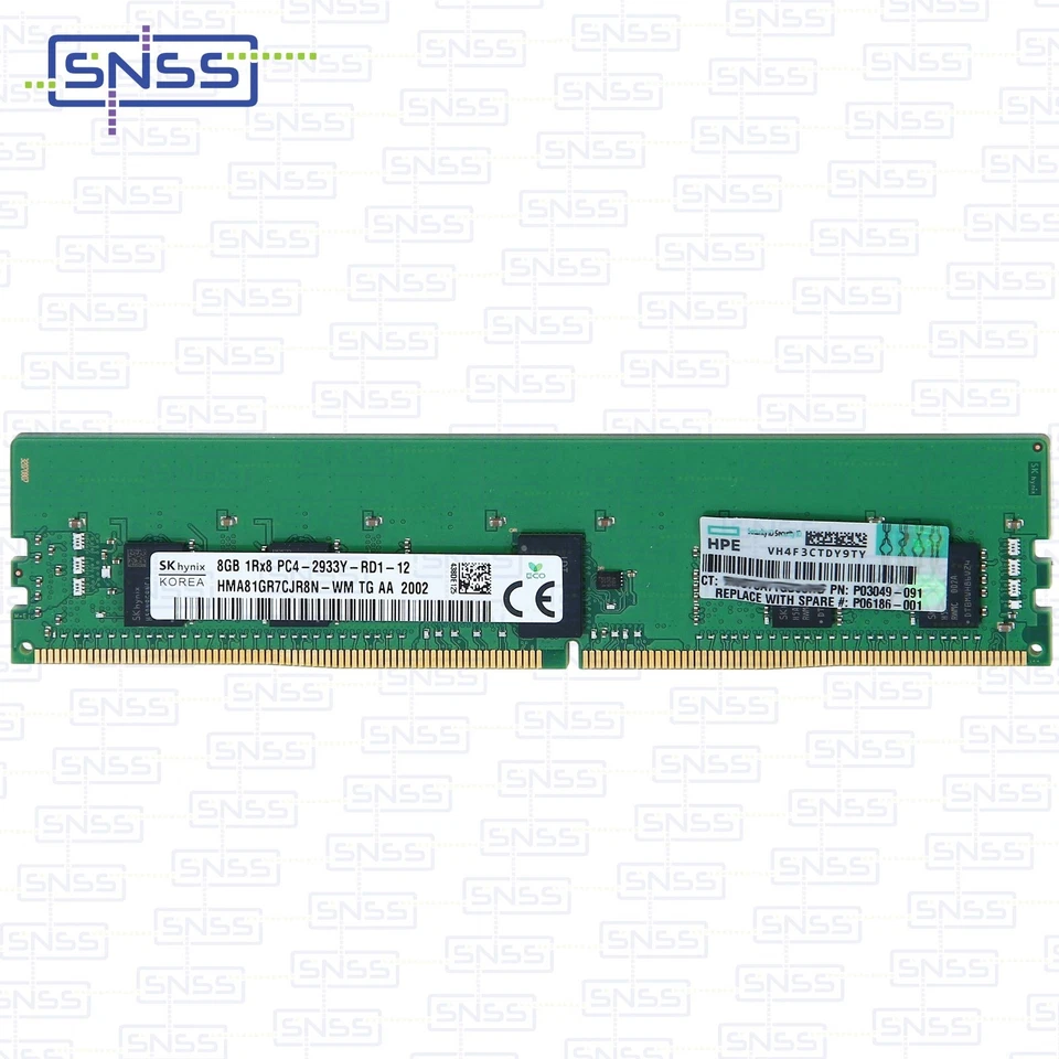 HPE 8GB 2933MHz DDR4 1Rx8 MEMORY MODULE RDIMM ECC REG SMART P00918-B21 EXVAT £19 - Image 1 of 1