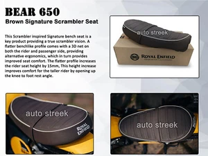 Fit For Royal Enfield Bear 650 "Signature Scrambler Seat, Brown" - Picture 1 of 11