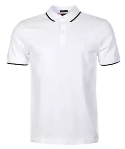 Hugo Boss Mens Polo Shirt BOSS Passetip Slim Fit Logo Branded Polo in White - Picture 1 of 7