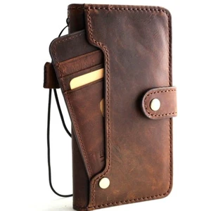 Genuine Leather Case for iPhone 8 Plus Wireless Charging Wallet Book Flip Rubber - Picture 1 of 10