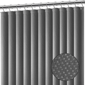 Grey Waterproof Waffle Shower Curtain Fabric Heavy Duty 72x72 Hotel Quality - Picture 1 of 8