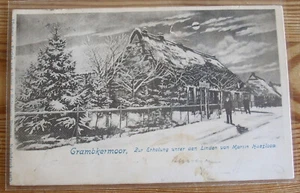 Litho 1911: Bremen Grambkermoor im Winter Gasthof Zur Erholung unter den Linden - Bild 1 von 2